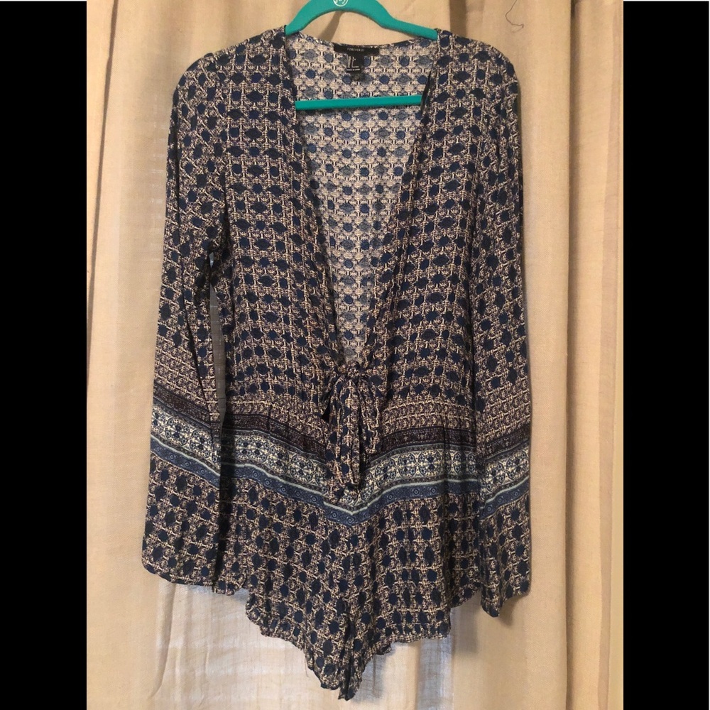 Blue Patterned Romper